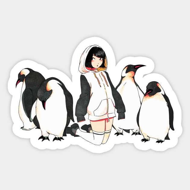 Penguin Girl Sticker by eatslugs
